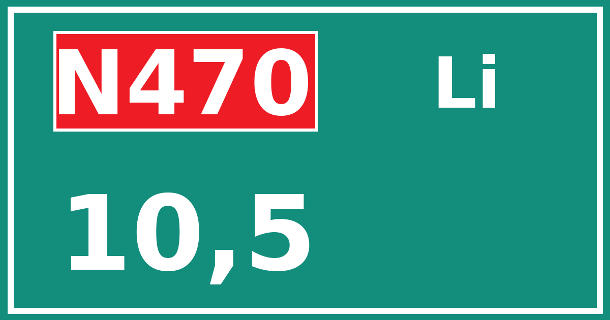 Hectometerbord N470 10,5 zijde Li
