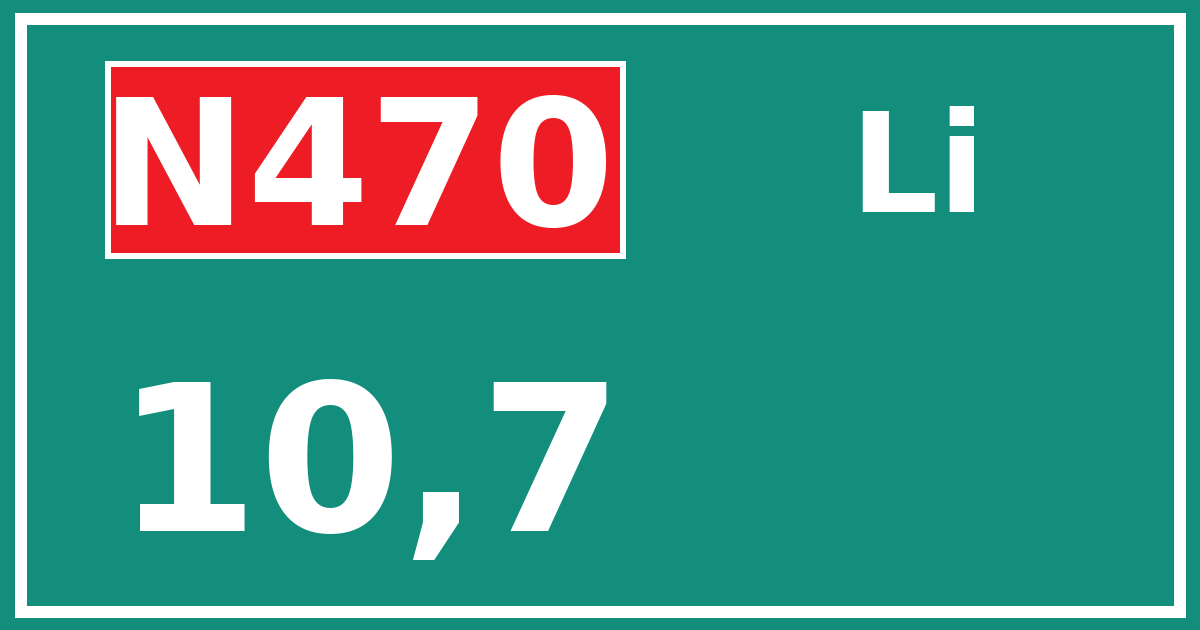 Hectometerbord N470 10,7 zijde Li