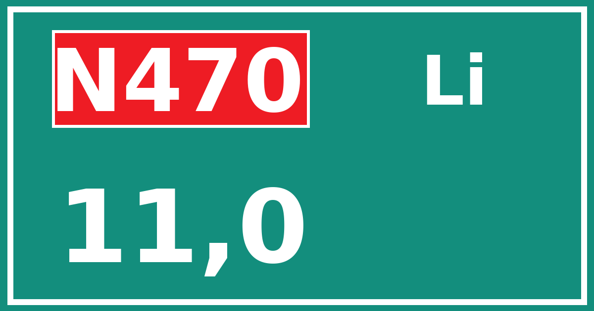 Hectometerbord N470 11,0 zijde Li
