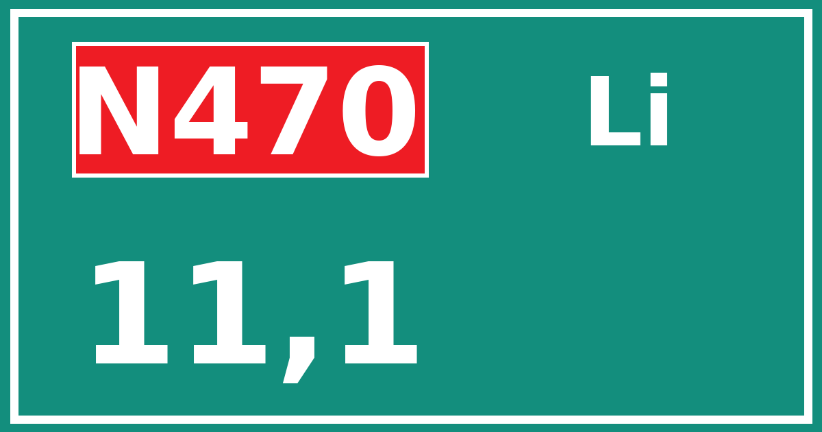 Hectometerbord N470 11,1 zijde Li