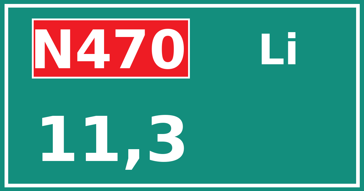 Hectometerbord N470 11,3 zijde Li