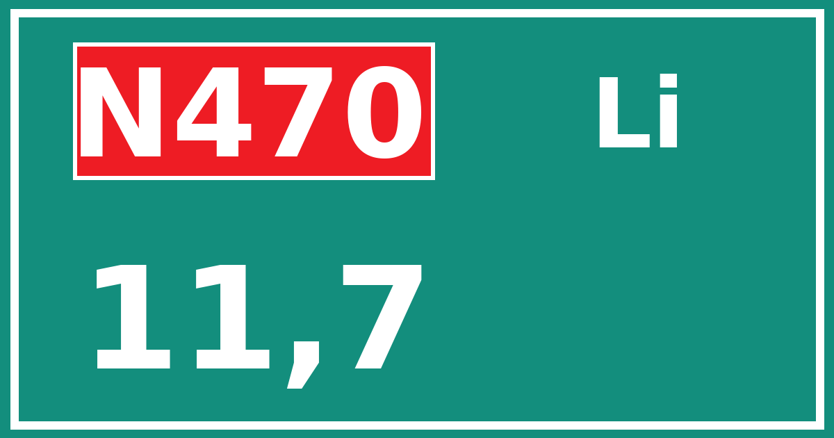 Hectometerbord N470 11,7 zijde Li