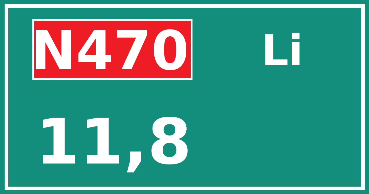 Hectometerbord N470 11,8 zijde Li