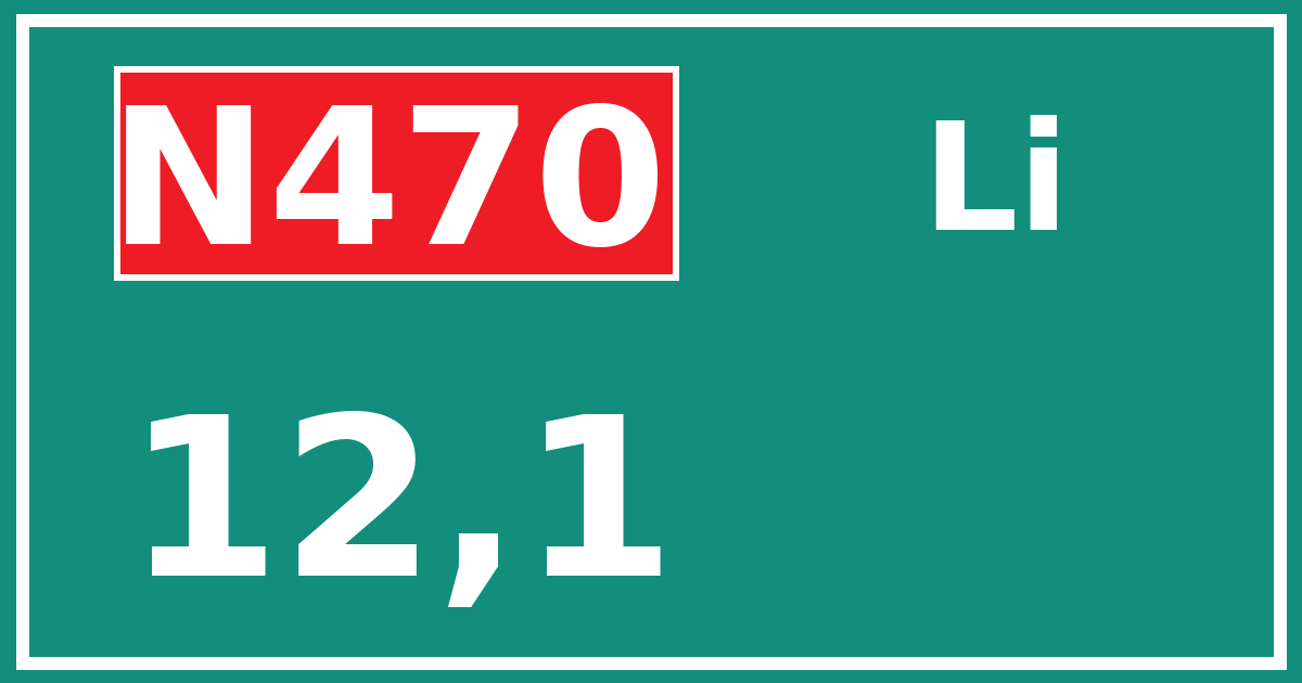 Hectometerbord N470 12,1 zijde Li