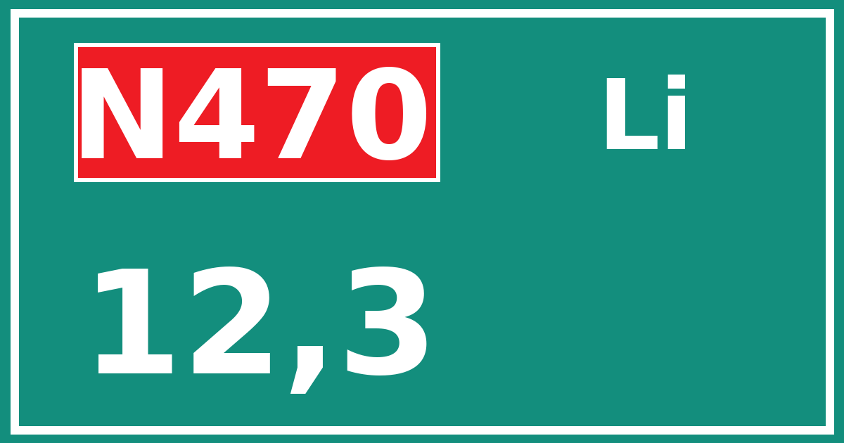 Hectometerbord N470 12,3 zijde Li