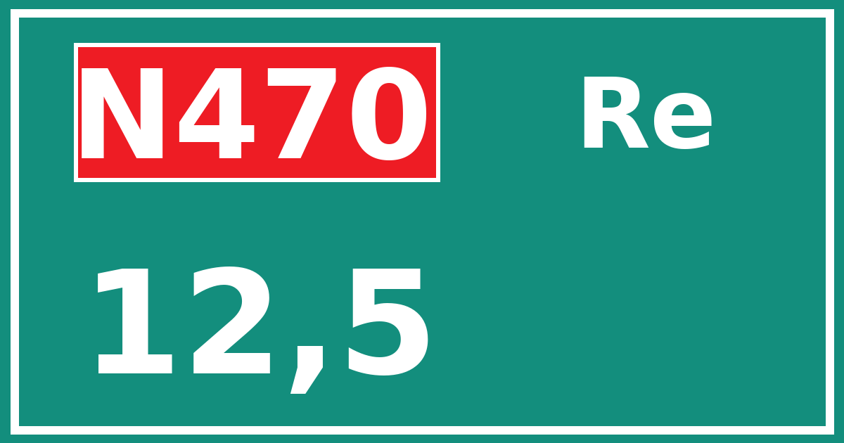 Hectometerbord N470 12,5 zijde Re