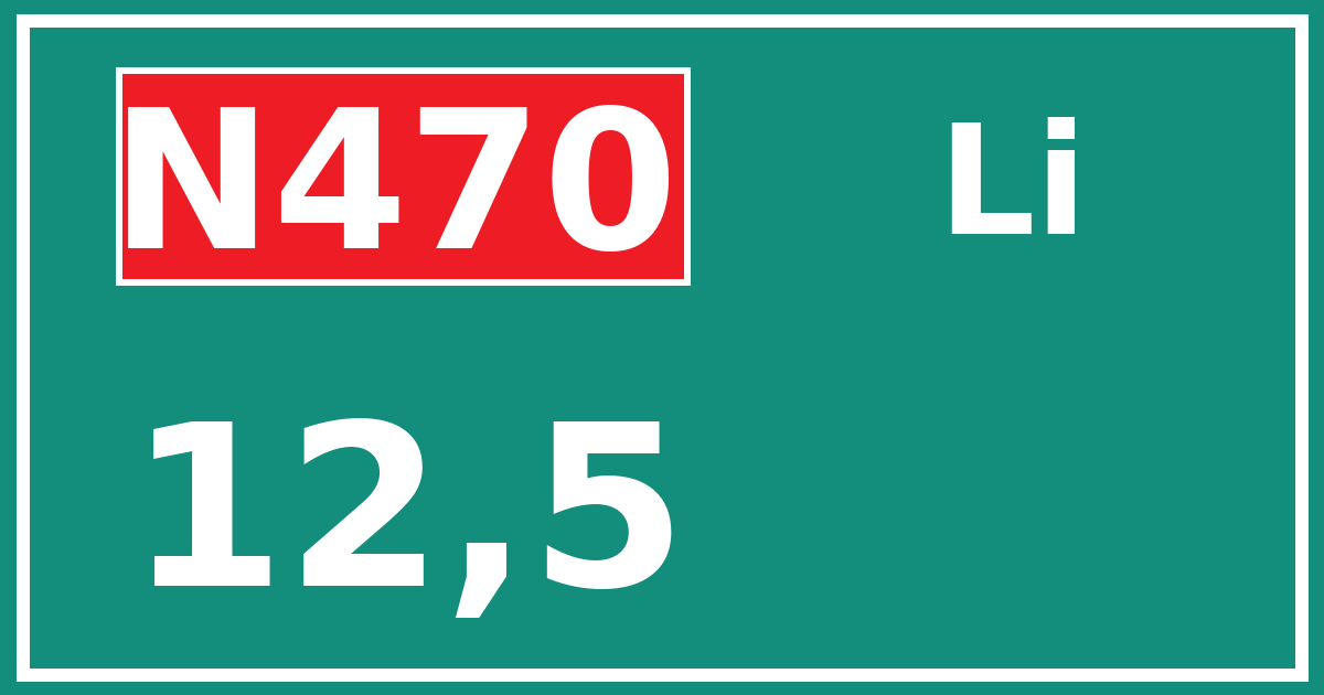 Hectometerbord N470 12,5 zijde Li
