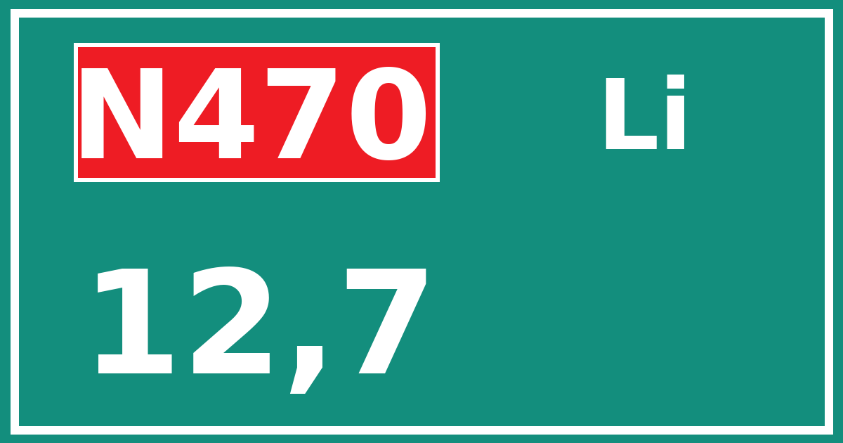Hectometerbord N470 12,7 zijde Li