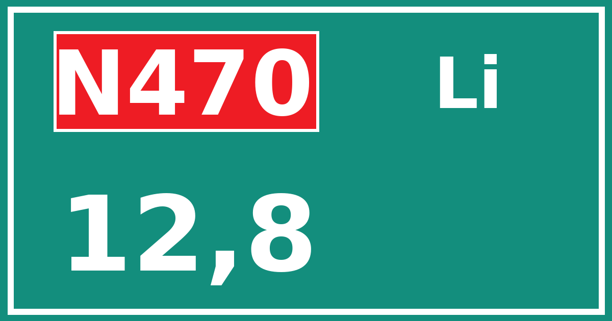 Hectometerbord N470 12,8 zijde Li