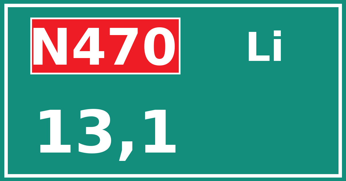 Hectometerbord N470 13,1 zijde Li