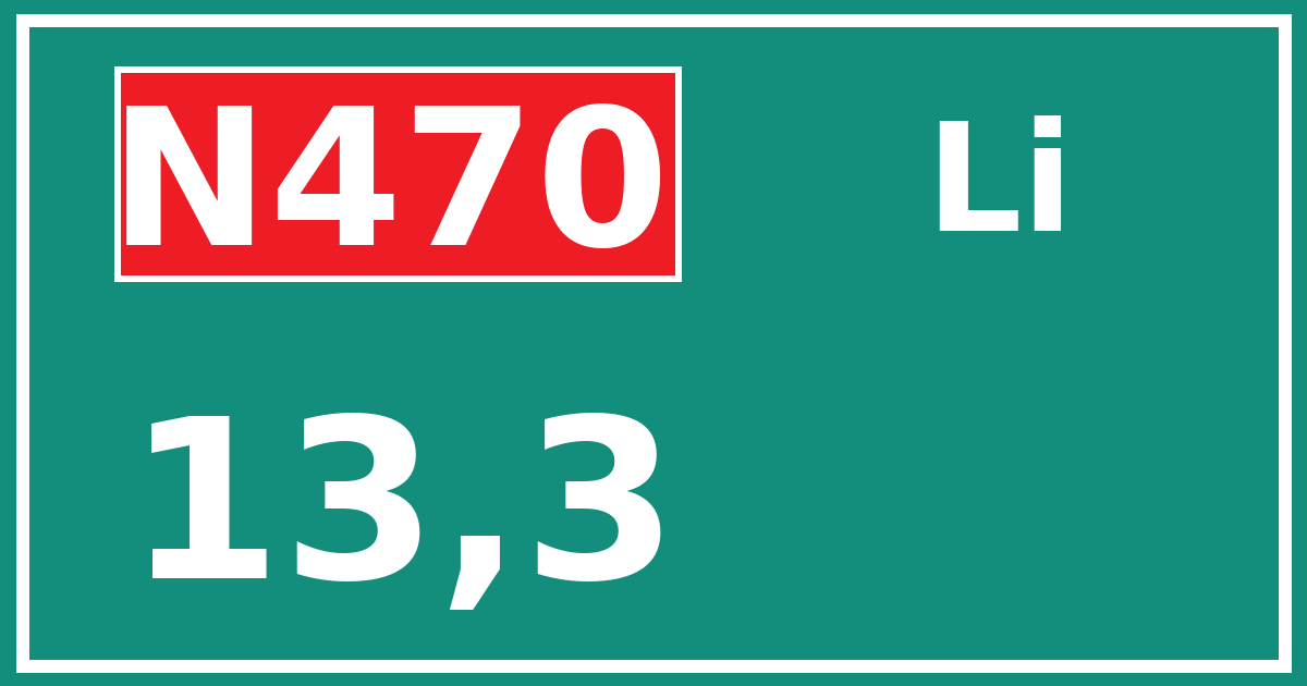 Hectometerbord N470 13,3 zijde Li