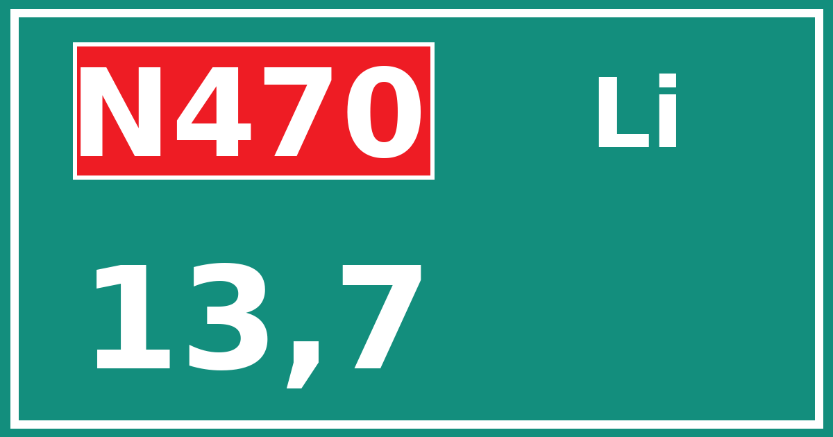 Hectometerbord N470 13,7 zijde Li