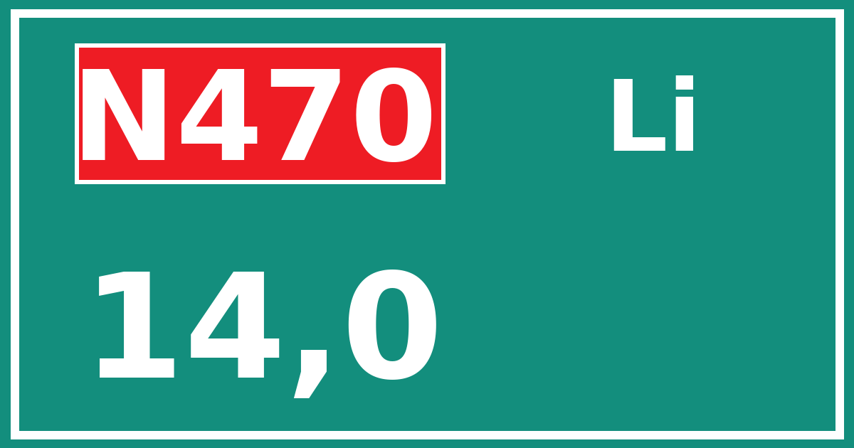 Hectometerbord N470 14,0 zijde Li