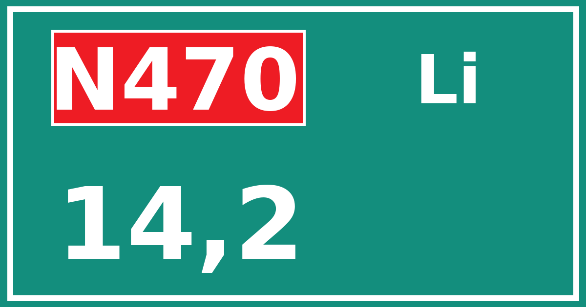 Hectometerbord N470 14,2 zijde Li