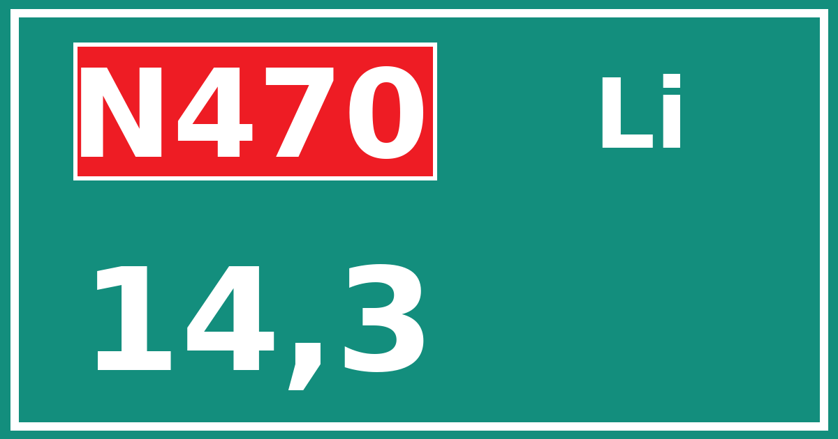 Hectometerbord N470 14,3 zijde Li