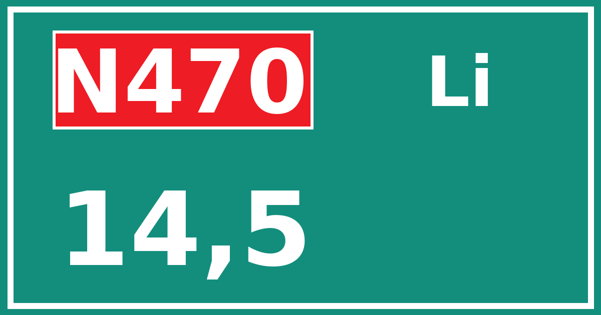 Hectometerbord N470 14,5 zijde Li