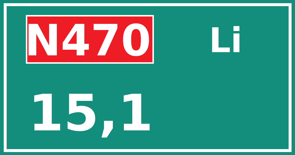 Hectometerbord N470 15,1 zijde Li