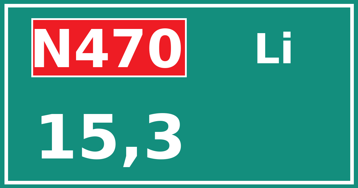 Hectometerbord N470 15,3 zijde Li