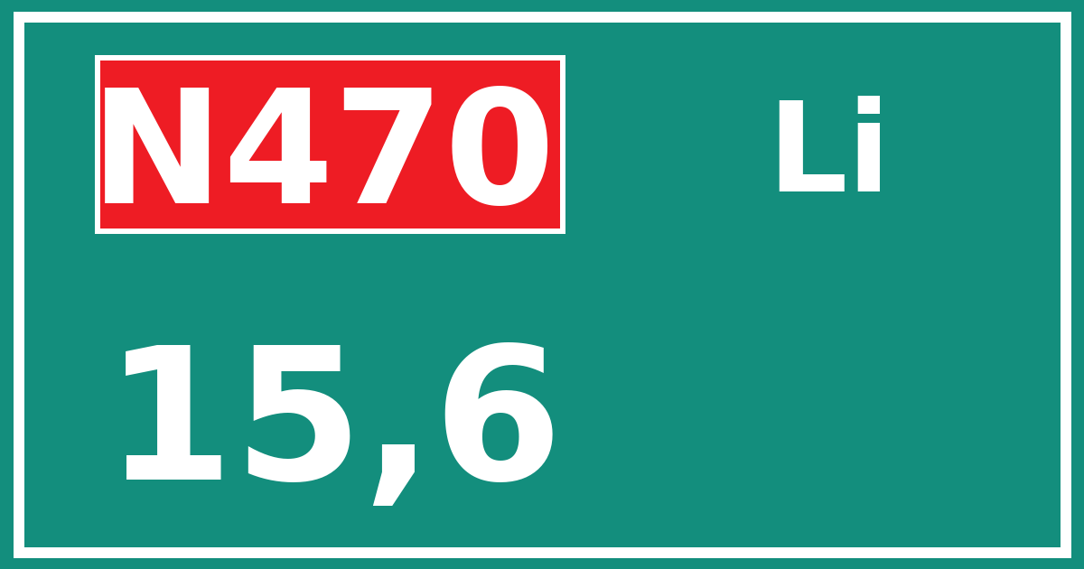 Hectometerbord N470 15,6 zijde Li