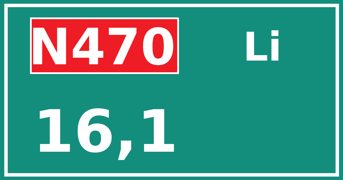 Hectometerbord N470 16,1 zijde Li