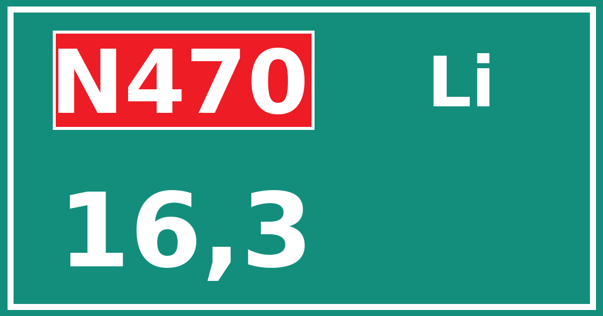 Hectometerbord N470 16,3 zijde Li