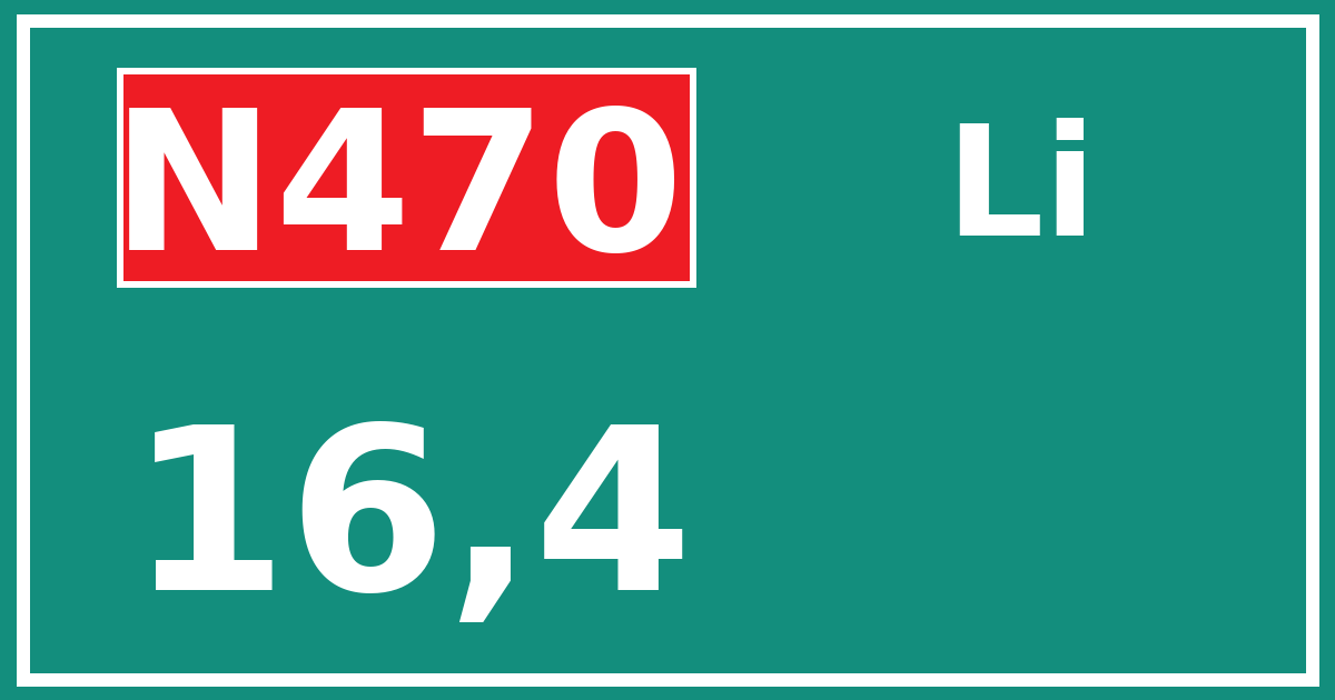 Hectometerbord N470 16,4 zijde Li