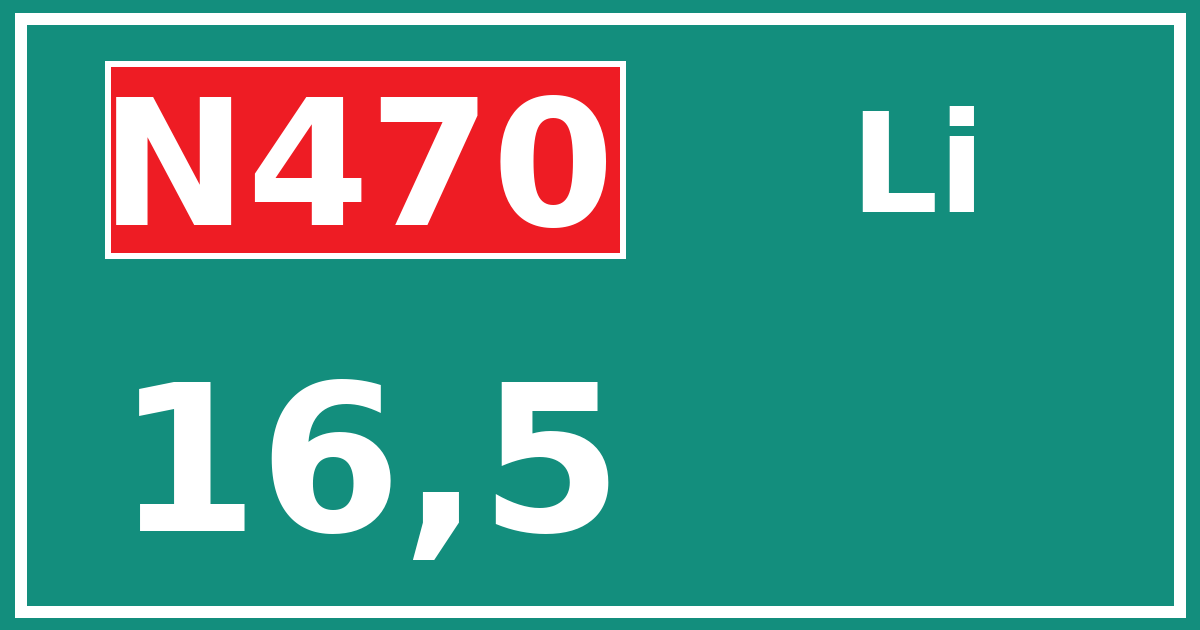 Hectometerbord N470 16,5 zijde Li