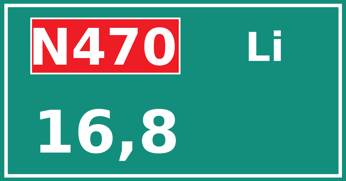 Hectometerbord N470 16,8 zijde Li