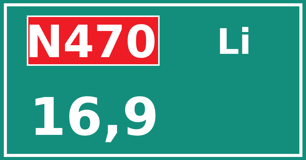 Hectometerbord N470 16,9 zijde Li