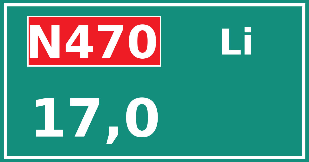Hectometerbord N470 17,0 zijde Li