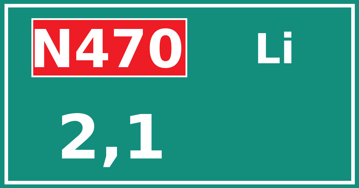 Hectometerbord N470 2,1 zijde Li