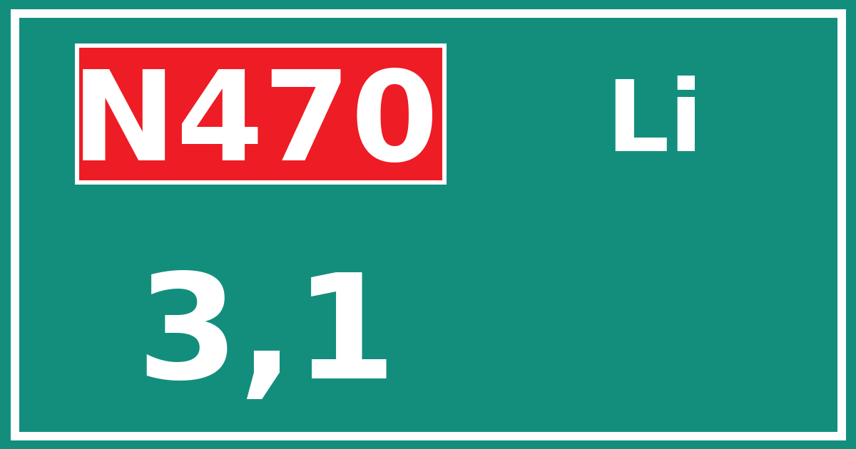 Hectometerbord N470 3,1 zijde Li