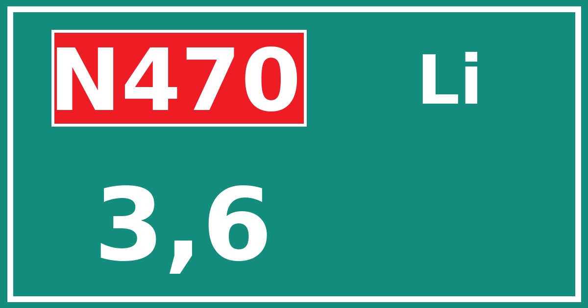 Hectometerbord N470 3,6 zijde Li