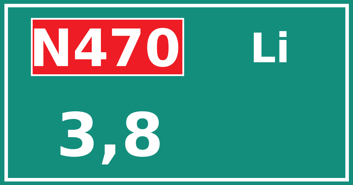Hectometerbord N470 3,8 zijde Li