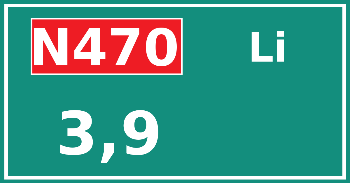 Hectometerbord N470 3,9 zijde Li