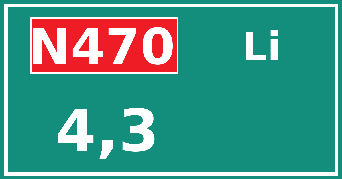 Hectometerbord N470 4,3 zijde Li