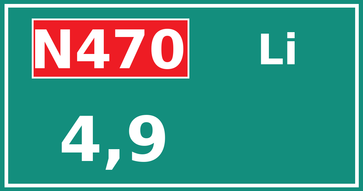 Hectometerbord N470 4,9 zijde Li