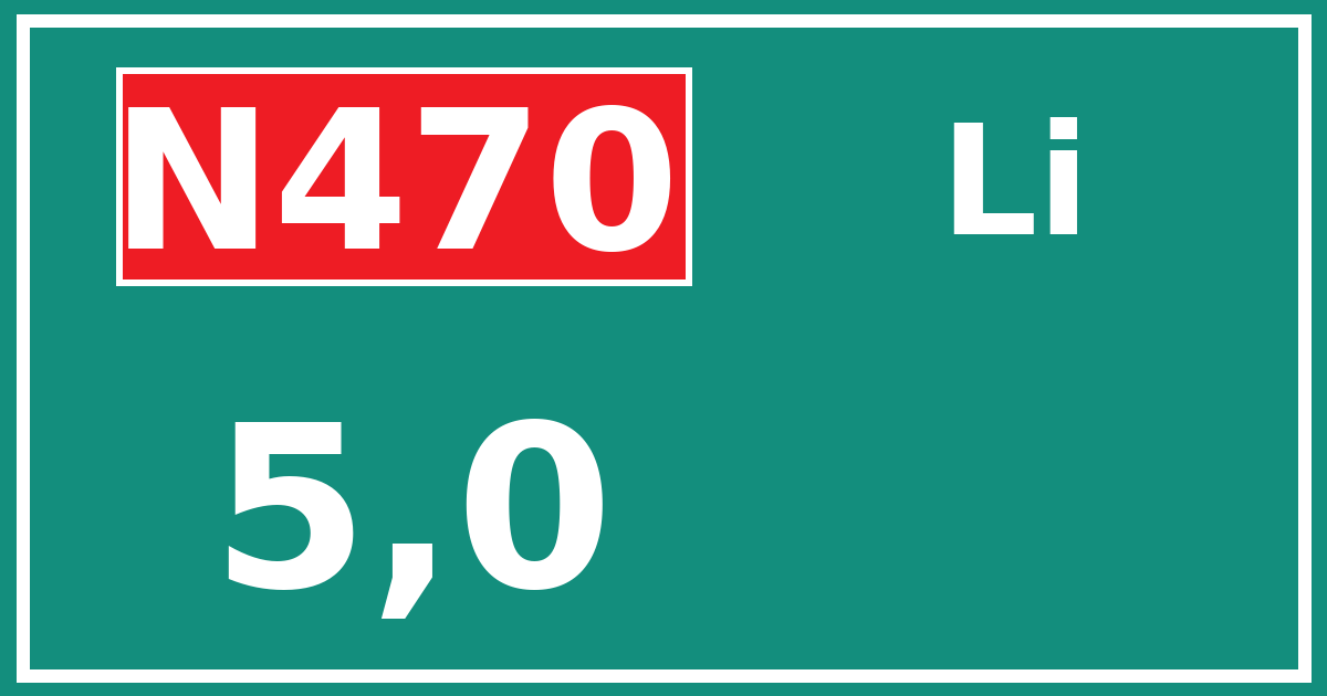 Hectometerbord N470 5,0 zijde Li