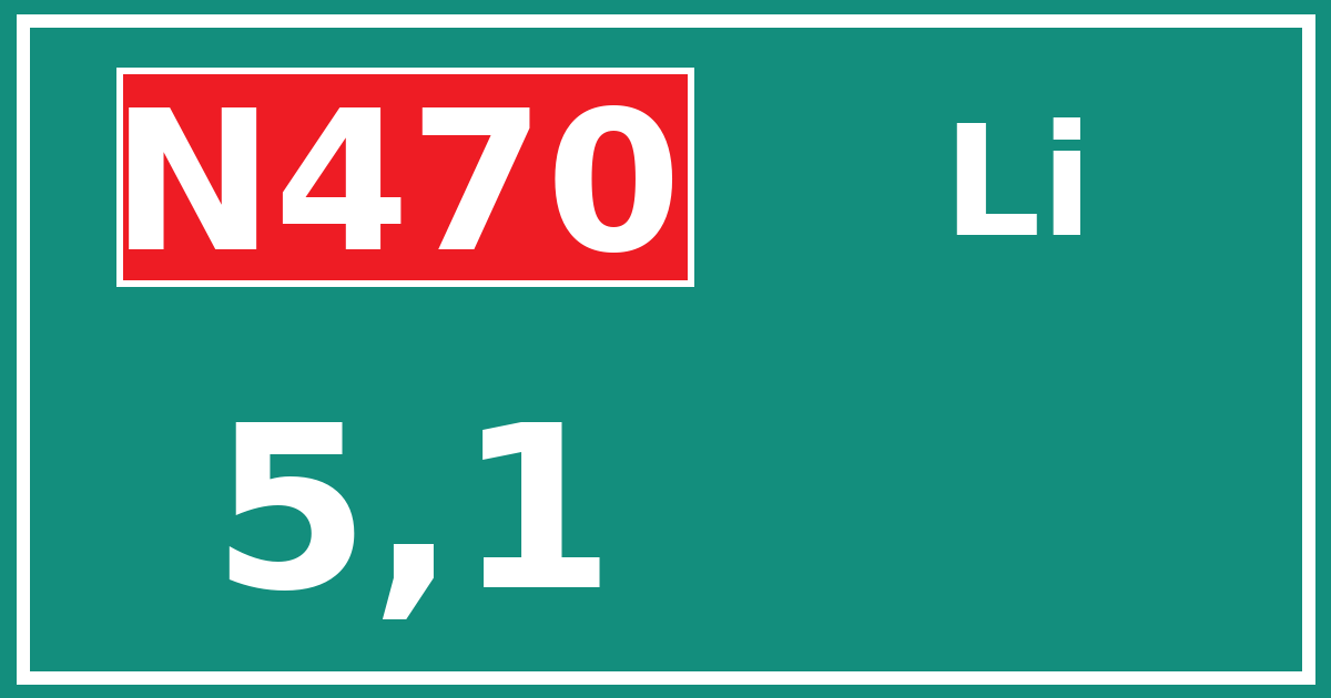 Hectometerbord N470 5,1 zijde Li
