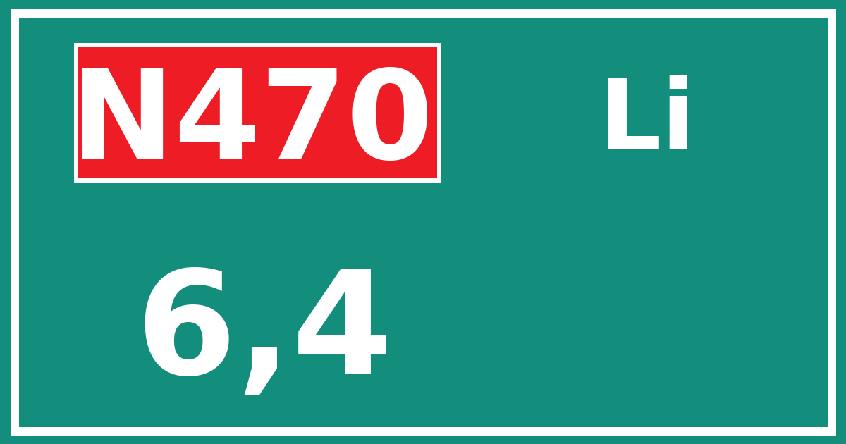 Hectometerbord N470 6,4 zijde Li