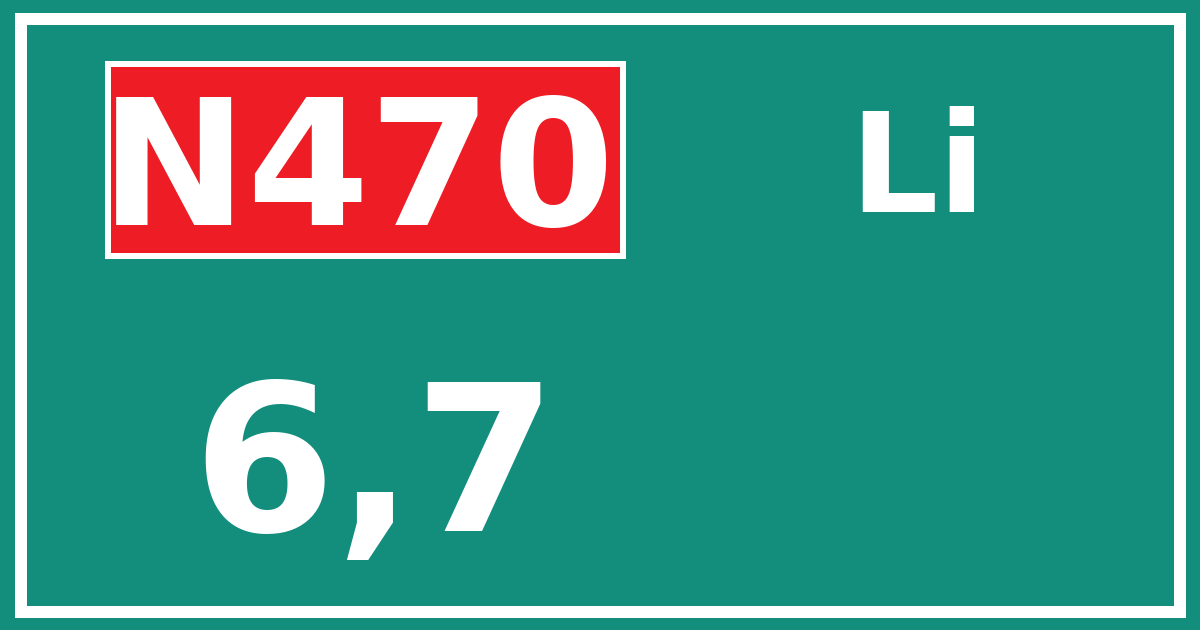 Hectometerbord N470 6,7 zijde Li