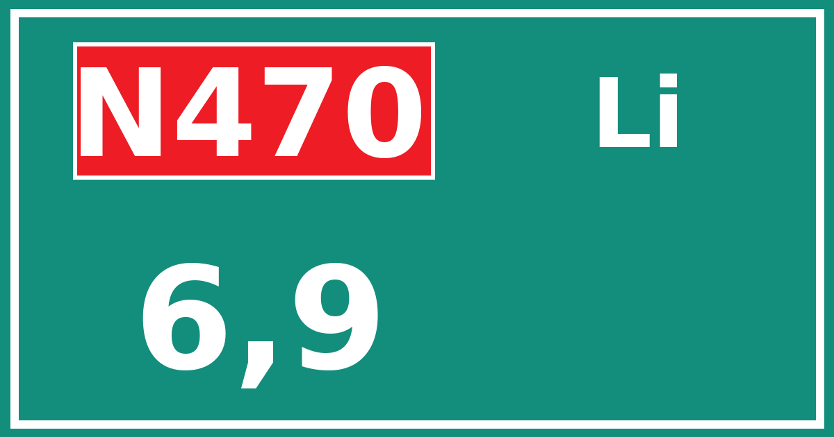 Hectometerbord N470 6,9 zijde Li