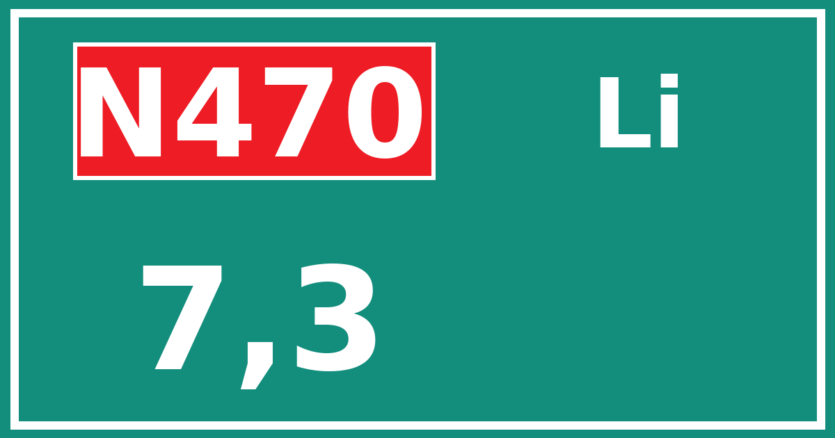 Hectometerbord N470 7,3 zijde Li