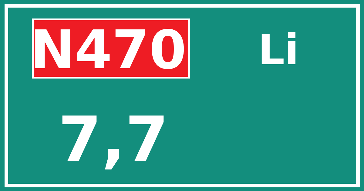 Hectometerbord N470 7,7 zijde Li