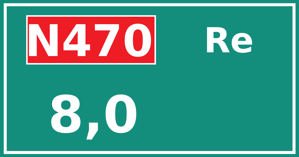 Hectometerbord N470 8,0 zijde Re
