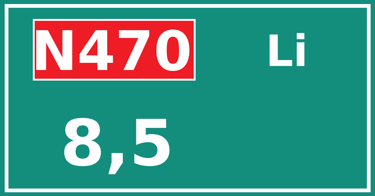 Hectometerbord N470 8,5 zijde Li