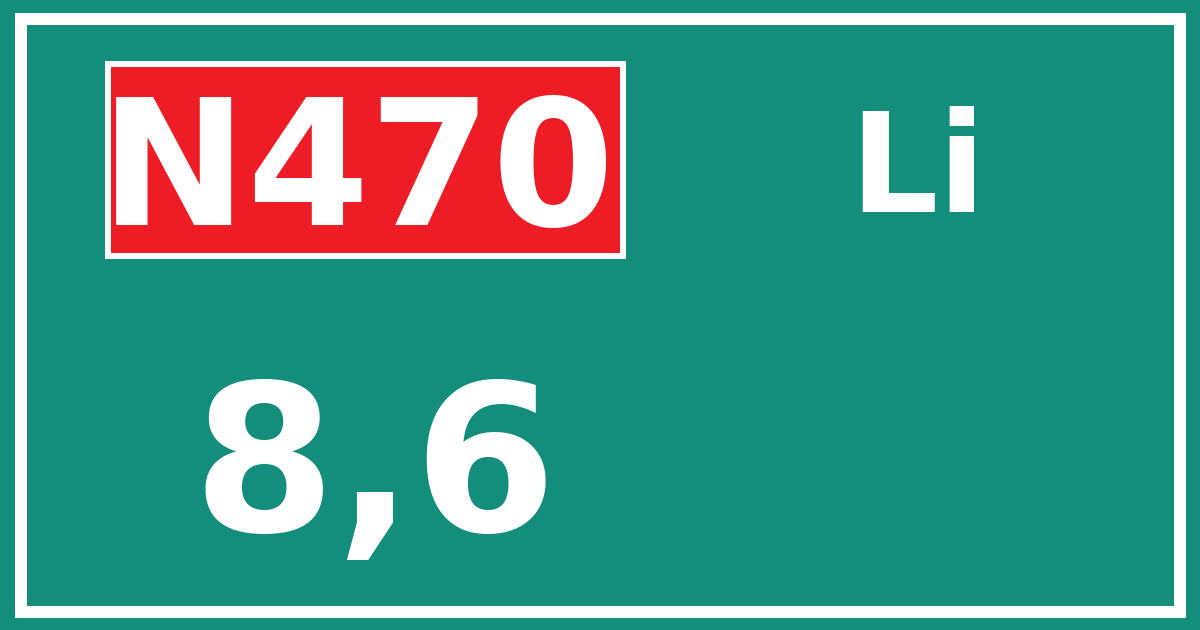 Hectometerbord N470 8,6 zijde Li