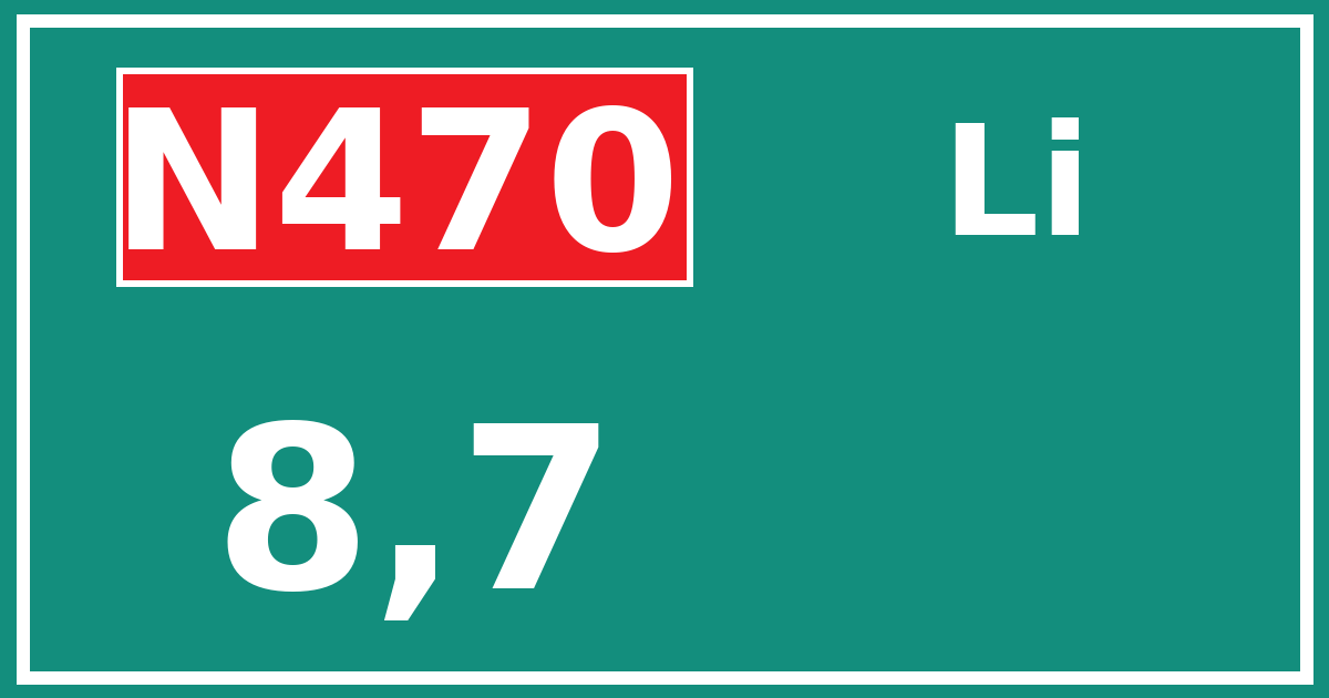Hectometerbord N470 8,7 zijde Li