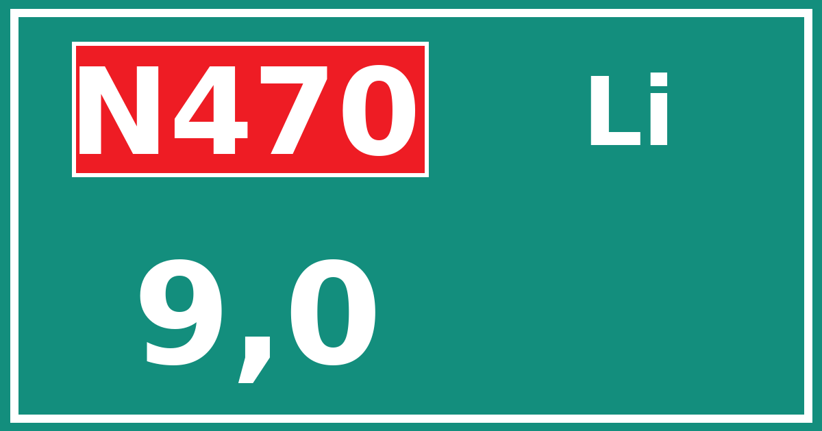 Hectometerbord N470 9,0 zijde Li