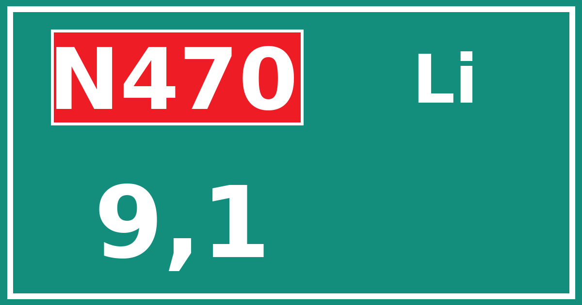 Hectometerbord N470 9,1 zijde Li
